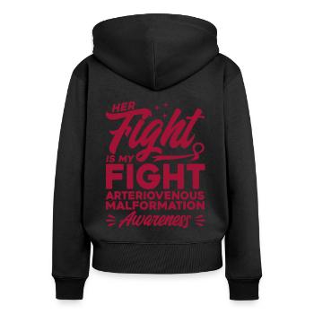 Malformation artérioveineuse Survivant Arterioven - Sweat à capuche zippé Premium bio Femme - noir - Dos - Julia (174cm)