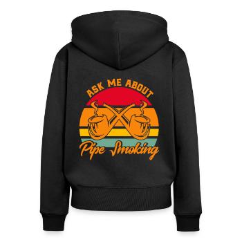 Pipe smoking pipe lovers pipe tobacco gesc - Women's Premium Organic Zip Hoodie - black - Back - Julia (174cm)