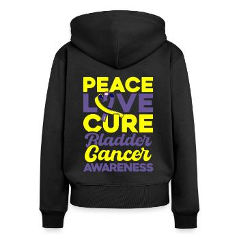 Sensibilisation au cancer de la vessie Vessie Boucle pourpre - Sweat à capuche zippé Premium bio Femme - noir - Dos - Julia (174cm)