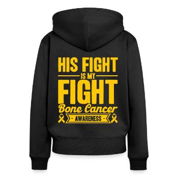 Sensibilisation au cancer des os Soutien au cancer des os - Sweat à capuche zippé Premium bio Femme - noir - Dos - Julia (174cm)
