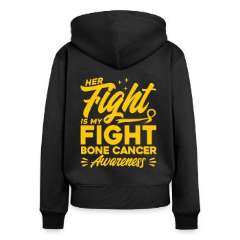 Survivant du cancer des os Soutien au cancer des os - Sweat à capuche zippé Premium bio Femme - noir - Dos - Julia (174cm)