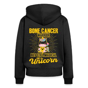 Soutien au cancer des os Sensibilisation au cancer des os - Sweat à capuche zippé Premium bio Femme - noir - Dos - Julia (174cm)