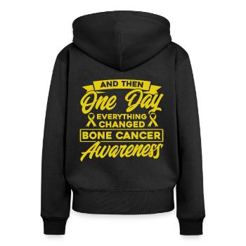 Bone Cancer Support Bone Cancer Fighter Kn - Women's Premium Organic Zip Hoodie - black - Back - Julia (174cm)