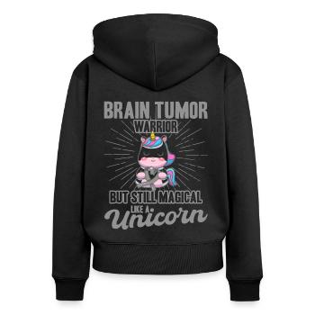 Brain Tumor Support Brain Tumor Consciousness Gray - Women's Premium Organic Zip Hoodie - black - Back - Julia (174cm)