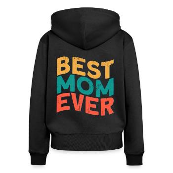 Cadeau de fête des mères familial jumelé aux mères - Sweat à capuche zippé Premium bio Femme - noir - Dos - Julia (174cm)