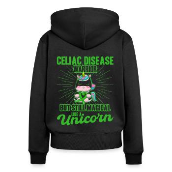 Celiac Disease Support Celiac Disease Awareness Greens - Women's Premium Organic Zip Hoodie - black - Back - Julia (174cm)