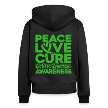 Celiac Awareness Green Ribbon Celiac Disease Überl - Women's Premium Organic Zip Hoodie - black - Back - Julia (174cm)