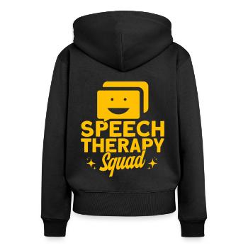 SLP Logopäde Therapie-Assistent Geschenk - Frauen Premium Bio Zip Hoodie - Schwarz - Hinten - Julia (174cm)