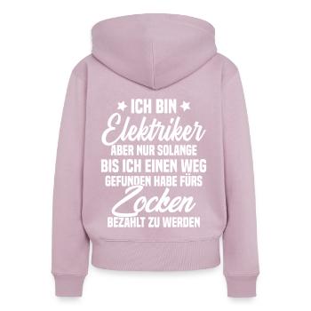 Électricien joueur drôle geek - Sweat à capuche zippé Premium bio Femme - rose poudré - Dos - Julia (174cm)