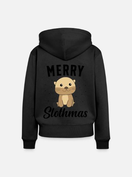 Faultier Weihnachten Weihnachtsgeschenk - Frauen Premium Bio Zip Hoodie - Schwarz