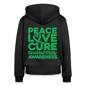 Zerebrale Lähmung Bewusstsein Grüne Schleife Zereb - Frauen Premium Bio Zip Hoodie - Schwarz - Hinten - Julia (174cm)