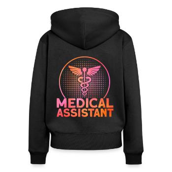 Medizinische Schule Medizinische Assistentin CMA G - Frauen Premium Bio Zip Hoodie - Schwarz - Hinten - Julia (174cm)