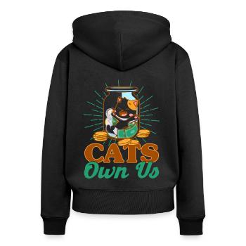 Katzen Sprüche Katze Katzen Liebhaber Geschenk - Frauen Premium Bio Zip Hoodie - Schwarz - Hinten - Julia (174cm)