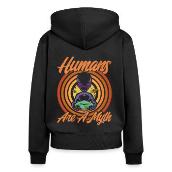 Les humains sont un mythe extraterrestre cadeau - Sweat à capuche zippé Premium bio Femme - noir - Dos - Julia (174cm)