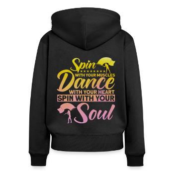 Danse avec ton cœur Flag Guard Gift - Sweat à capuche zippé Premium bio Femme - noir - Dos - Julia (174cm)