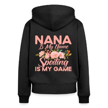 Grandma is my name Pampering is my game Grandma Ges - Women's Premium Organic Zip Hoodie - black - Back - Julia (174cm)