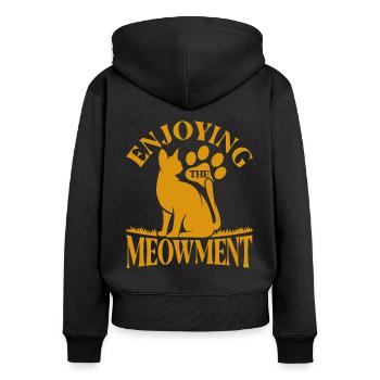 Chat Chat Parents Chats Dictons Cadeau - Sweat à capuche zippé Premium bio Femme - noir - Dos - Julia (174cm)