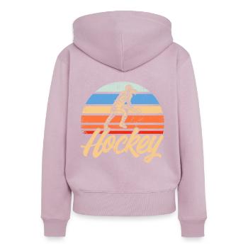 Cadeau de hockey sur gazon - Sweat à capuche zippé Premium bio Femme - rose poudré - Dos - Julia (174cm)