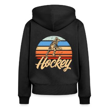 Cadeau de hockey sur gazon - Sweat à capuche zippé Premium bio Femme - noir - Dos - Julia (174cm)