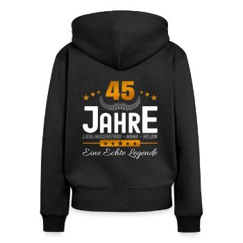 45 Jahre Lieblingsehefrau - Frauen Premium Bio Zip Hoodie - Schwarz - Hinten - Julia (174cm)