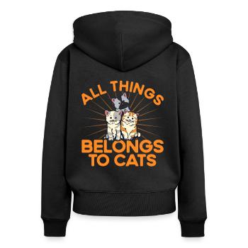 Katzenmama Katzeneltern Katzen Liebhaber Geschenk - Frauen Premium Bio Zip Hoodie - Schwarz - Hinten - Julia (174cm)
