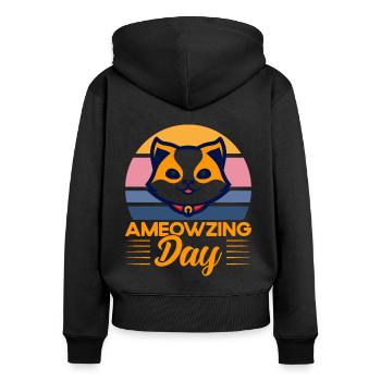 Proverbes de chat Chats Amants Chats Parents - Sweat à capuche zippé Premium bio Femme - noir - Dos - Julia (174cm)