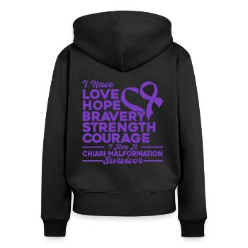 Chiari Malformation Awareness Chiari Malformatio - Sweat à capuche zippé Premium bio Femme - noir - Dos - Julia (174cm)