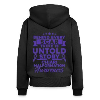 Chiari Malformation Fighter Chiari Malformation À propos - Sweat à capuche zippé Premium bio Femme - noir - Dos - Julia (174cm)