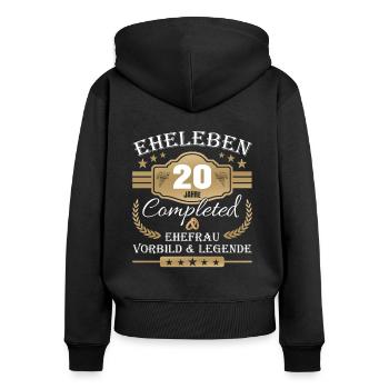 Hochzeitstag Partnerlook - 20 Jahre Eheleben - Frauen Premium Bio Zip Hoodie - Schwarz - Hinten - Julia (174cm)