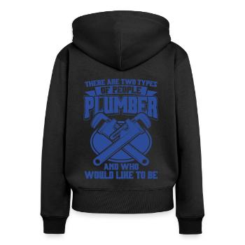 There are two types of people plumbing gift - Women's Premium Organic Zip Hoodie - black - Back - Julia (174cm)