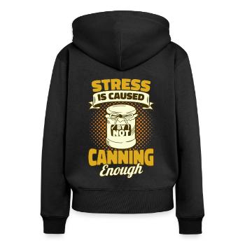 Stress durch zu wenig Einmachen verursacht Einmach - Frauen Premium Bio Zip Hoodie - Schwarz - Hinten - Julia (174cm)