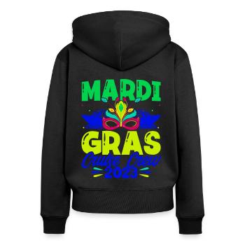 Mardi Gras Kreuzfahrt Crew 2023 Mardi Gras Geschen - Frauen Premium Bio Zip Hoodie - Schwarz - Hinten - Julia (174cm)