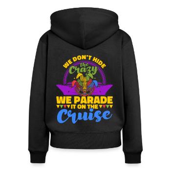 Feiern die Verrücktheit auf der Kreuzfahrt Mardi G - Frauen Premium Bio Zip Hoodie - Schwarz - Hinten - Julia (174cm)