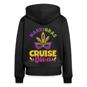 Mardigras Kreuzfahrt Diva Mardi Gras Geschenk - Frauen Premium Bio Zip Hoodie - Schwarz - Hinten - Julia (174cm)