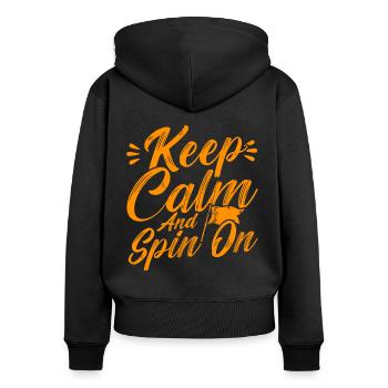 Restez calme et continuez à tourner Garde de drapeau Geschen - Sweat à capuche zippé Premium bio Femme - noir - Dos - Julia (174cm)