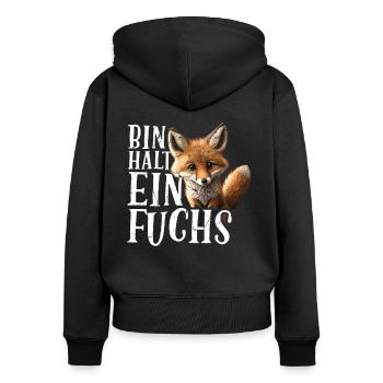 Bin halt ein Fuchs Fuchsliebhaber Statement - Frauen Premium Bio Zip Hoodie - Schwarz - Hinten - Julia (174cm)