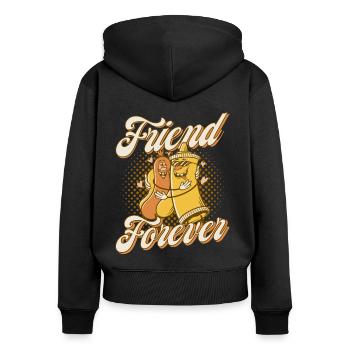 Cadeau Friend Forever Hot Dog - Sweat à capuche zippé Premium bio Femme - noir - Dos - Julia (174cm)