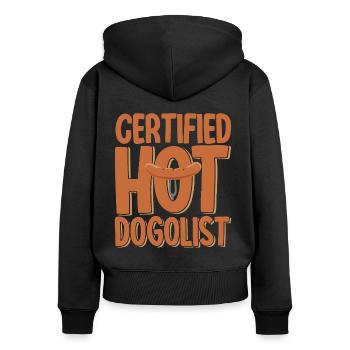 Zertifizierter Hot Dog-Liebhaber Hot Dog Geschenk - Frauen Premium Bio Zip Hoodie - Schwarz - Hinten - Julia (174cm)