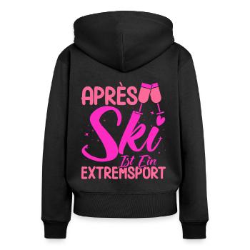 Apres Ski Après Ski Ist Ein Extremsport Geschenk - Frauen Premium Bio Zip Hoodie - Schwarz - Hinten - Julia (174cm)