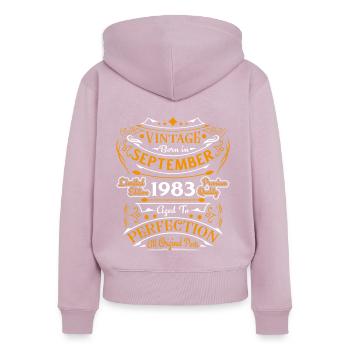 Vintage Nées En Septembre 1983 Cadeau - Sweat à capuche zippé Premium bio Femme - rose poudré - Dos - Julia (174cm)