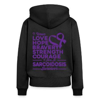 Sarkoidose Bewusstsein Sarkoidose Überlebender Lil - Frauen Premium Bio Zip Hoodie - Schwarz - Hinten - Julia (174cm)