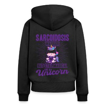 Sarkoidose Unterstützung Sarkoidose Bewusstsein Li - Frauen Premium Bio Zip Hoodie - Schwarz - Hinten - Julia (174cm)