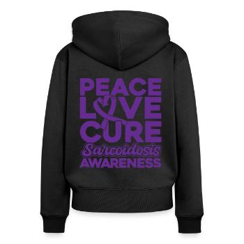 Sarkoidose Bewusstsein Lila Schleife Sarkoidose Üb - Frauen Premium Bio Zip Hoodie - Schwarz - Hinten - Julia (174cm)