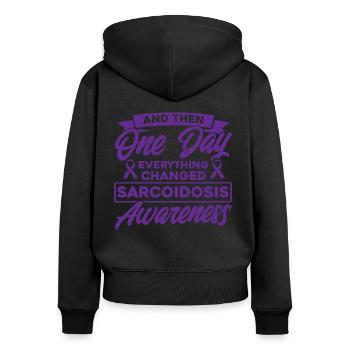 Sarkoidose Unterstützung Sarkoidose Kämpfer Sarkoi - Frauen Premium Bio Zip Hoodie - Schwarz - Hinten - Julia (174cm)