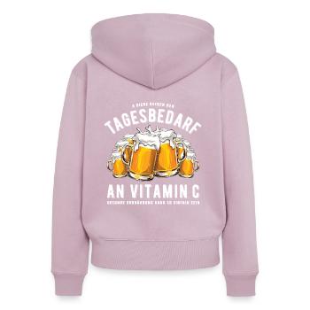 Tagesbedarf - Bier trinken - Vitamin C - Spruch - Frauen Premium Bio Zip Hoodie - Altrosa - Hinten - Julia (174cm)