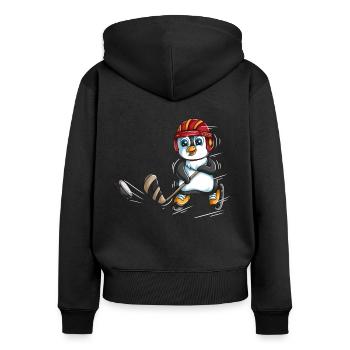 Pinguin ice hockey hockeyschläger Sport Pinguine - Frauen Premium Bio Zip Hoodie - Schwarz - Hinten - Julia (174cm)
