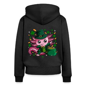 Un mignon triton gobelin fait du dabbing le jour de la St Patriks - Sweat à capuche zippé Premium bio Femme - noir - Dos - Julia (174cm)