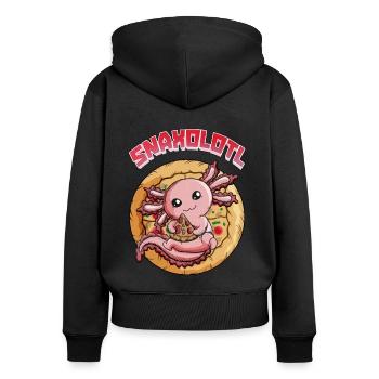 Axolotle aime les collations Snaxolotl jeu de mots amusant - Sweat à capuche zippé Premium bio Femme - noir - Dos - Julia (174cm)