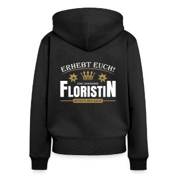 Floristin - Frauen Premium Bio Zip Hoodie - Schwarz - Hinten - Julia (174cm)
