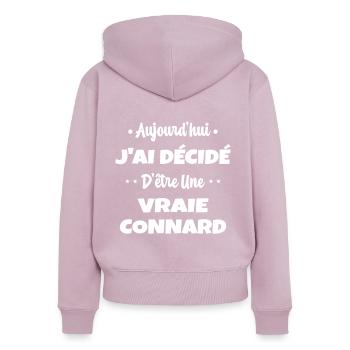J'ai Décidé D'être une Vraie Connard Humour Lgbt - Sweat à capuche zippé Premium bio Femme - rose poudré - Dos - Julia (174cm)